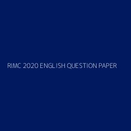 RIMC 2020 ENGLISH QUESTION PAPER